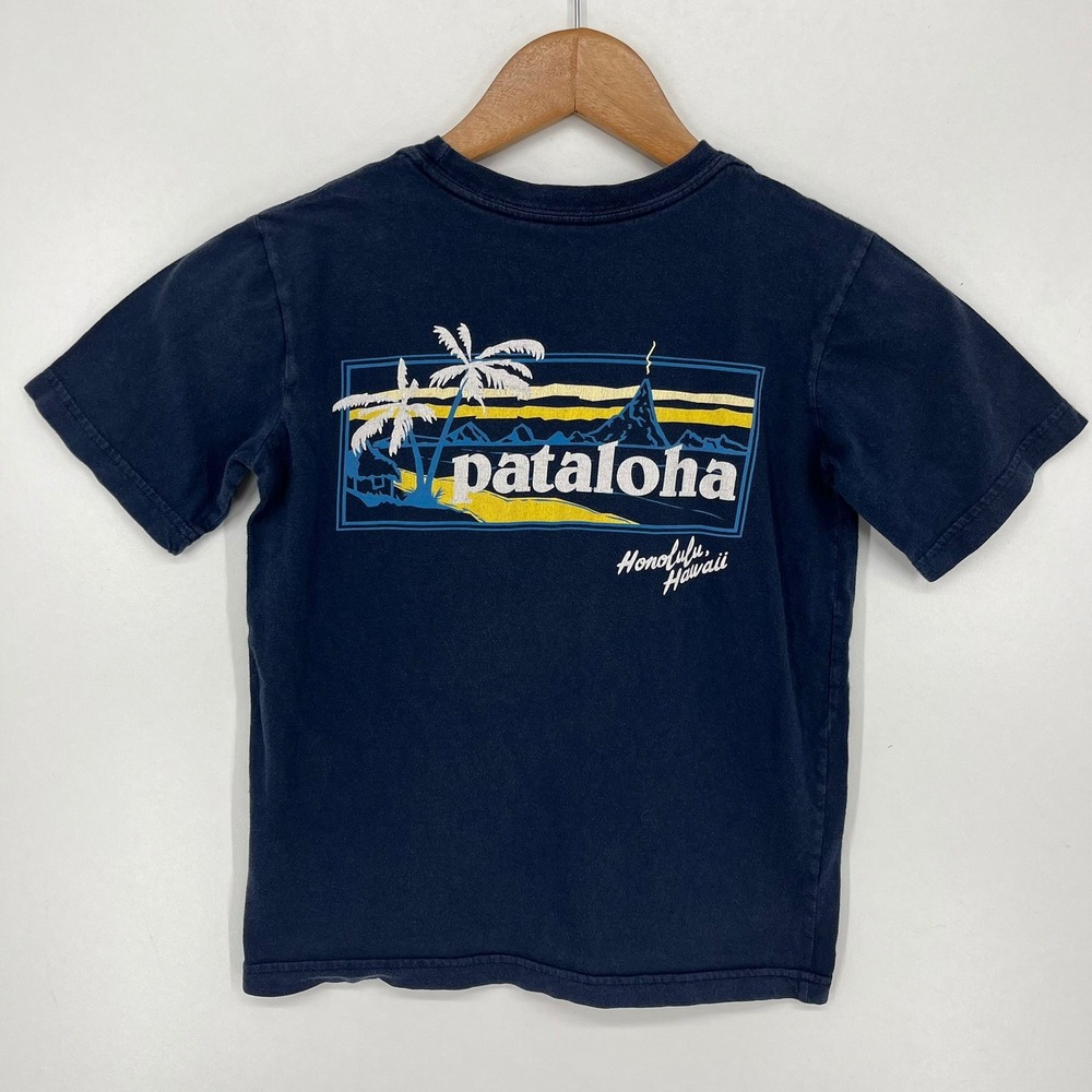 Patagonia Pataloha Honolulu Hawaii Kids Navy Blue Organic Cotton T-Shirt XS 5-6